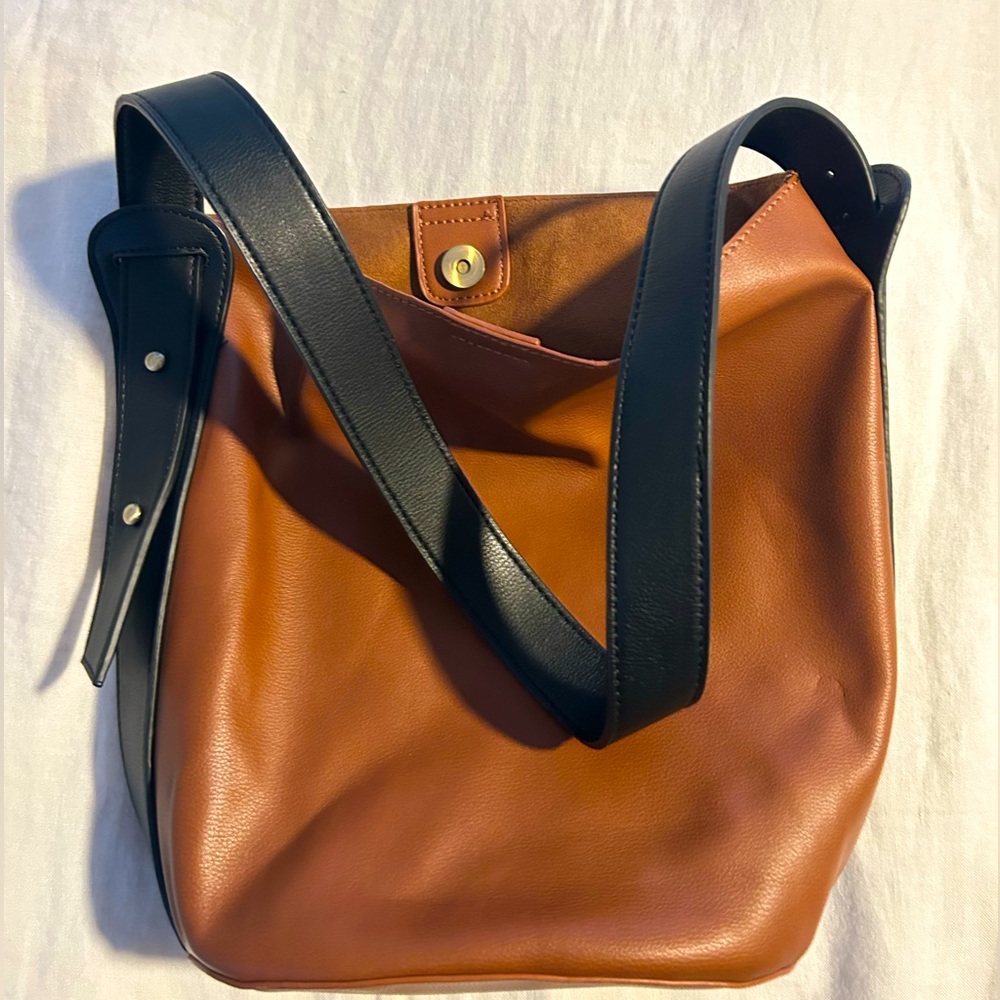 Anthropologie Brown and Black Shoulder Bag